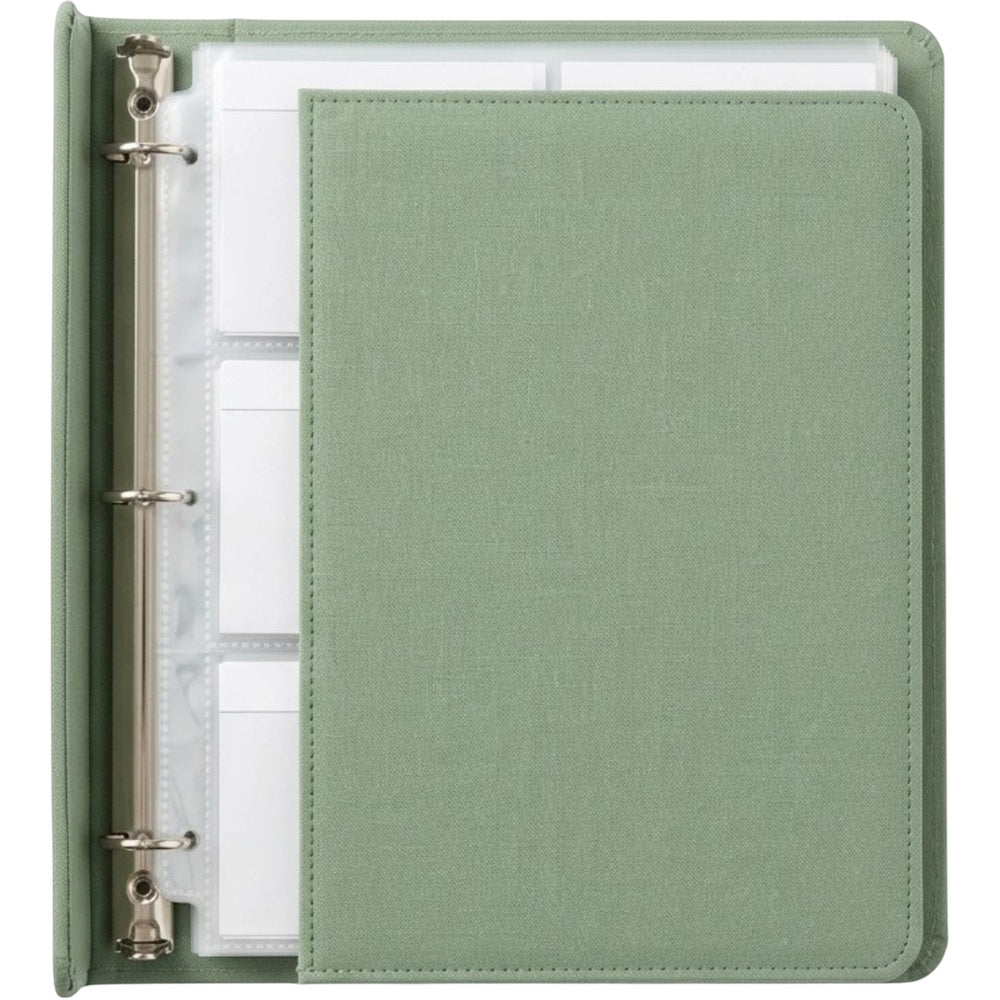 Wvkfb Recipe Card Album 3-Ring Binder 80 Sleeves Sage Green