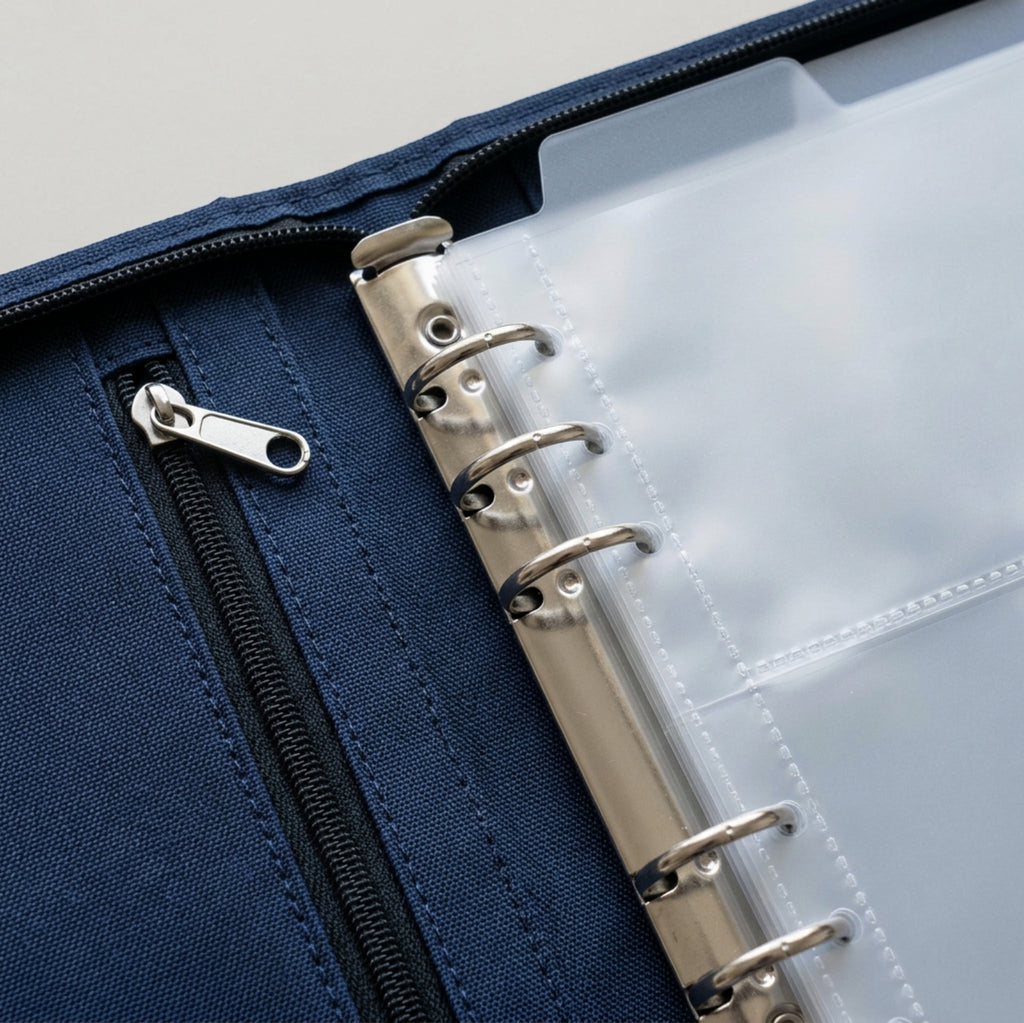 Wvkfb A5 Six Ring Ticket Receipt Pocket Binder Navy - Detail view